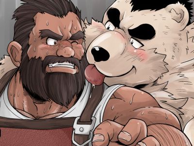 【デブコミック】鍛冶屋の親方が熊獣人に捕らわれ、地下で犯される！
